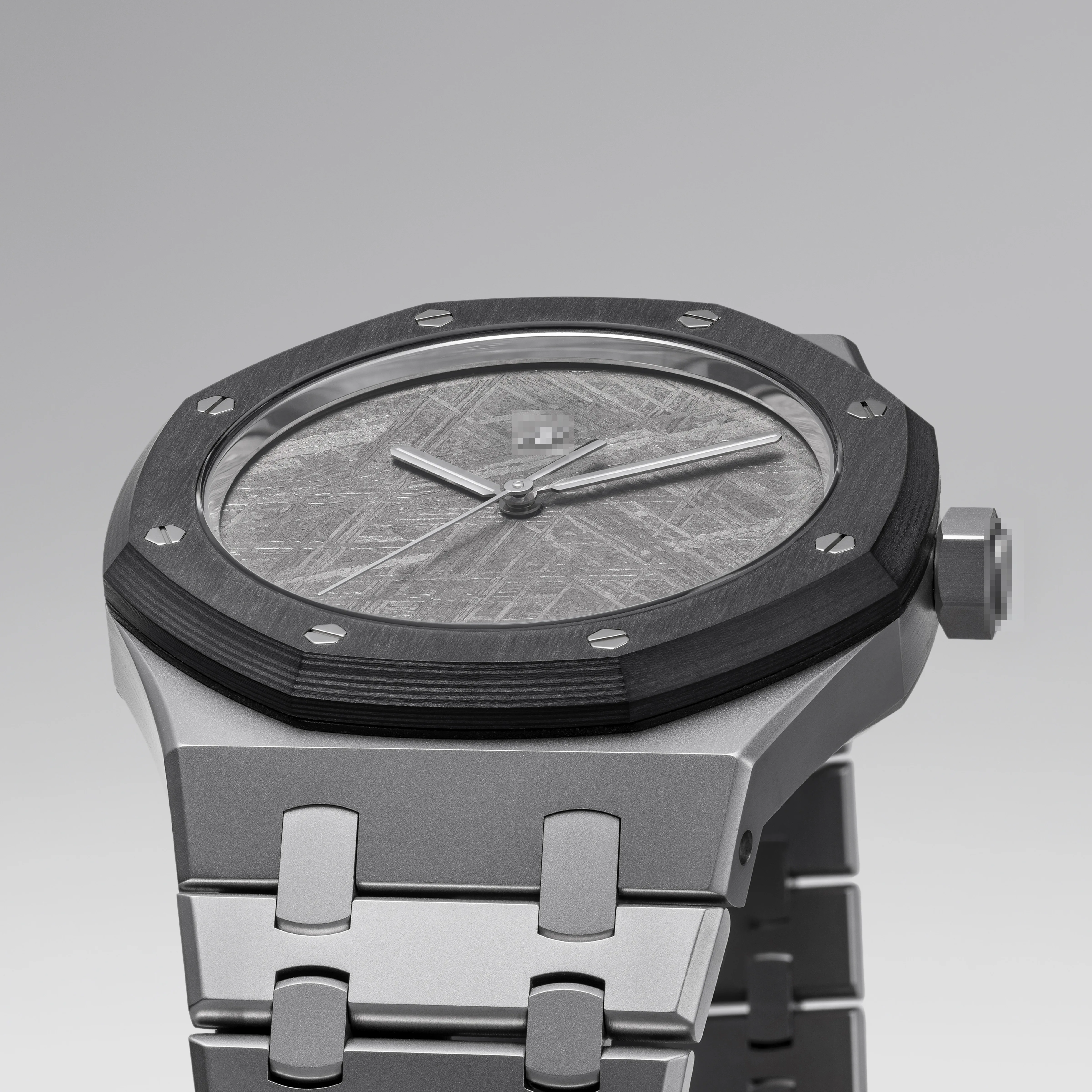 Meteorite-dial bespoke watch with layered carbon bezel — Alter Geneva, one-of-a-kind commission