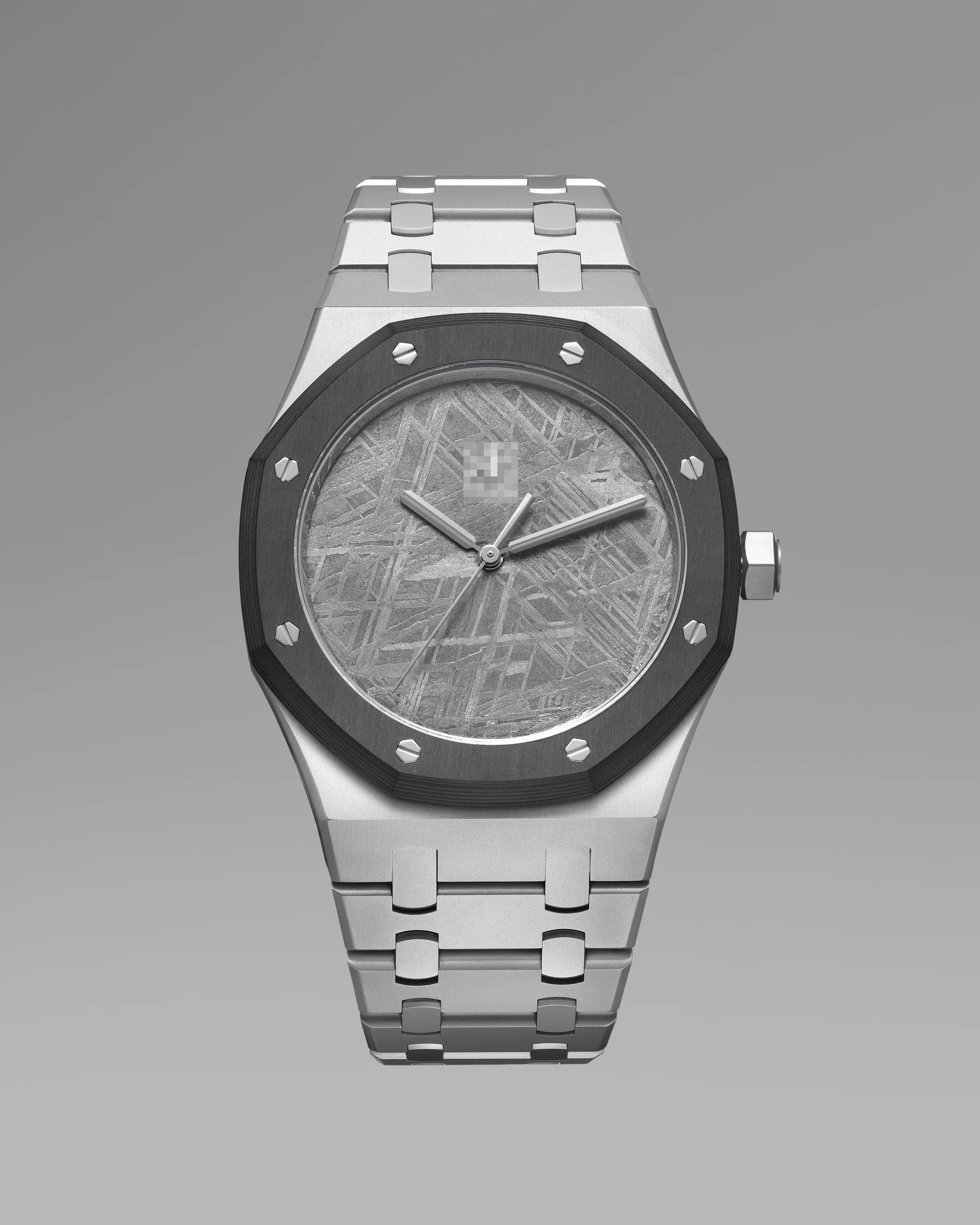 Meteorite-dial bespoke watch with layered carbon bezel — Alter Geneva, Swiss atelier