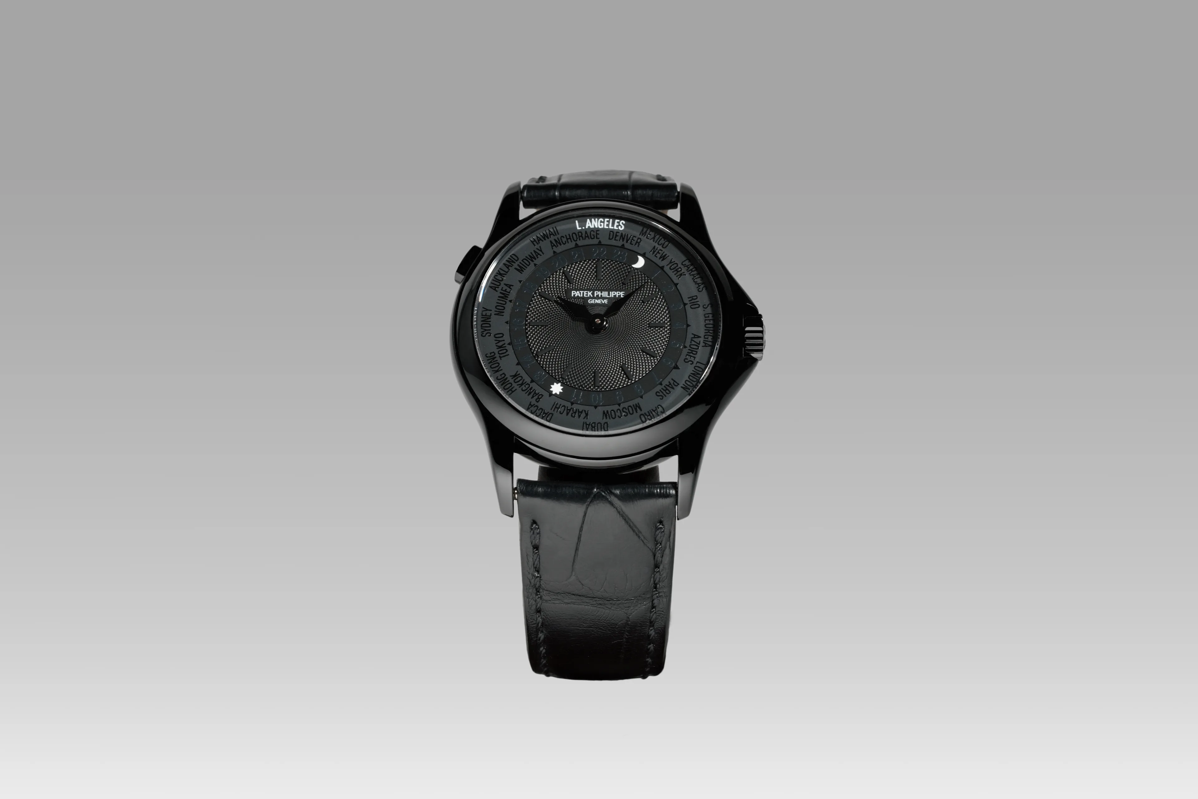 Monochrome world-time bespoke watch in a blacked-out finish — Alter Geneva, Swiss atelier