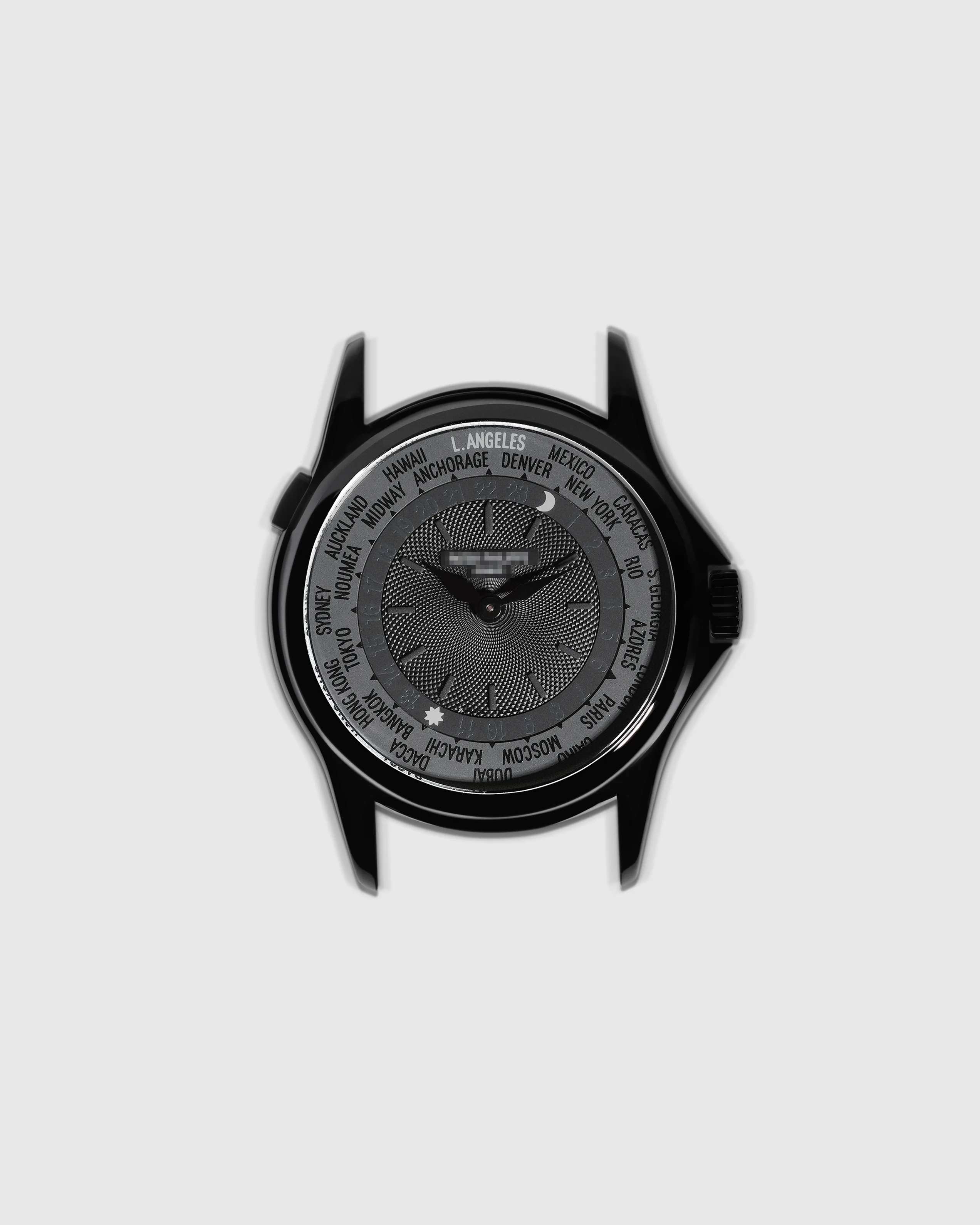 Monochrome world-time bespoke watch in a blacked-out finish — Alter Geneva, hand-finished in Switzerland
