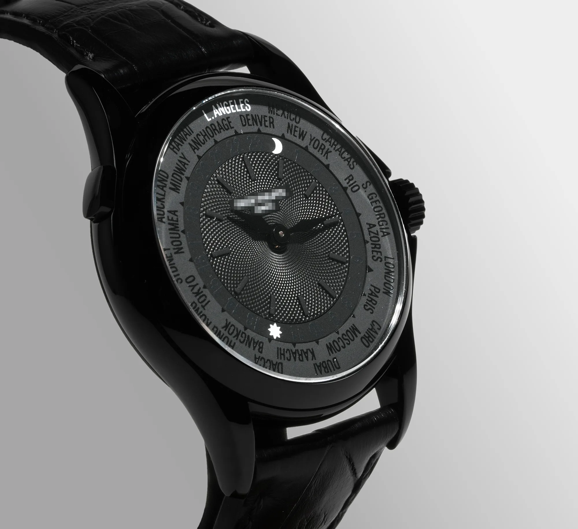Monochrome world-time bespoke watch in a blacked-out finish — Alter Geneva