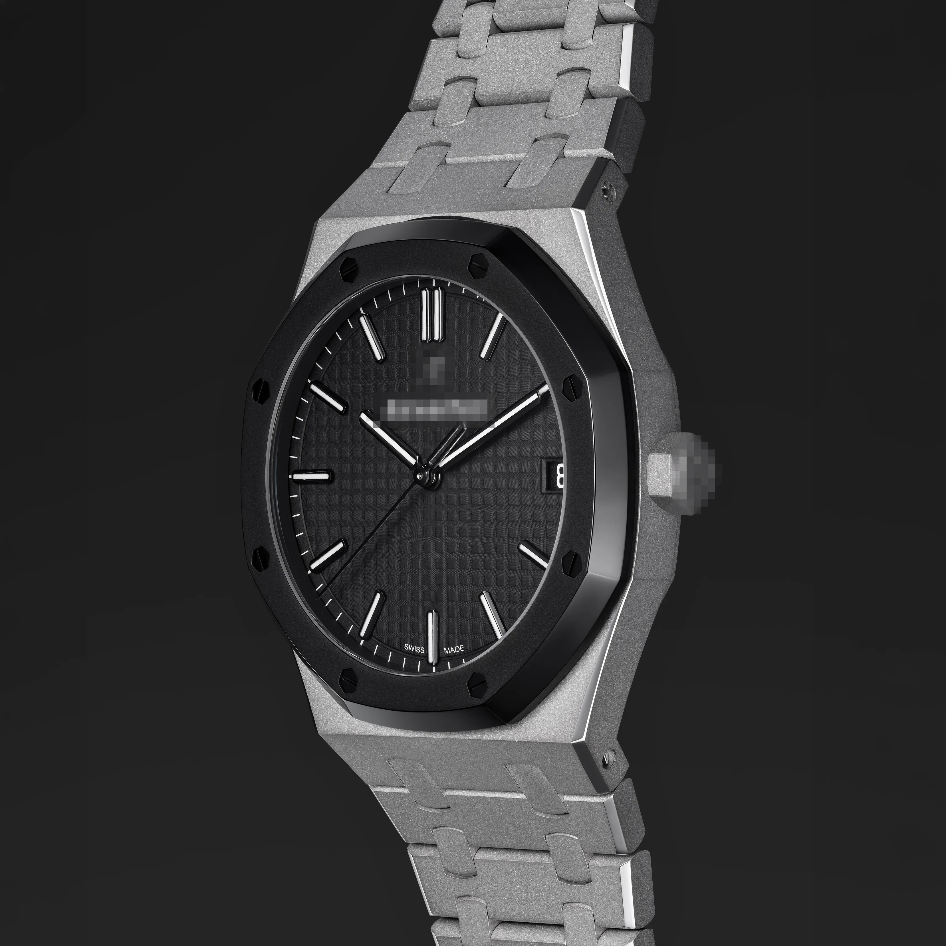 Hand-sandblasted steel bespoke watch with black DLC bezel and matte dial — Alter Geneva, hand-finished in Switzerland