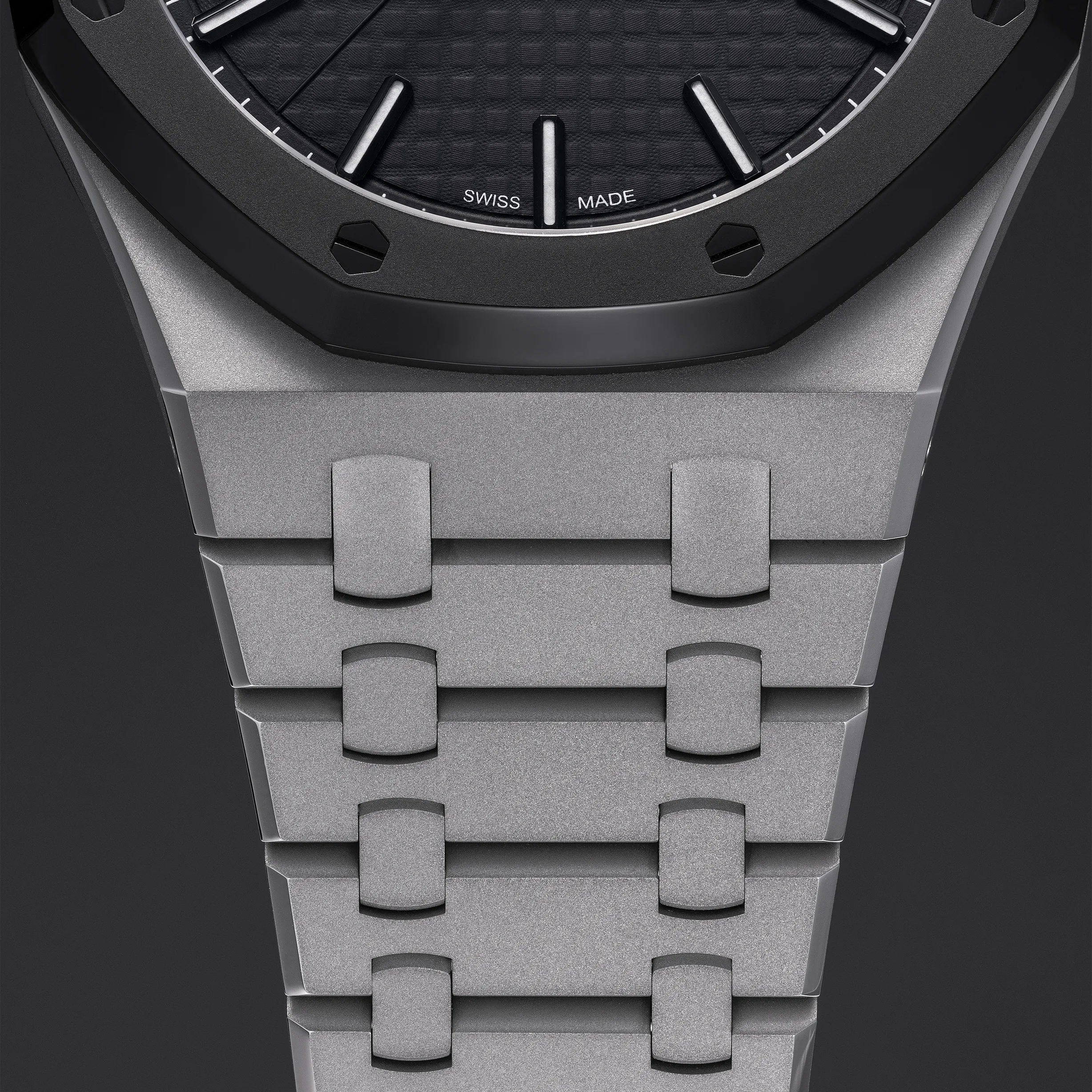 Hand-sandblasted steel bespoke watch with black DLC bezel and matte dial — Alter Geneva, one-of-a-kind commission