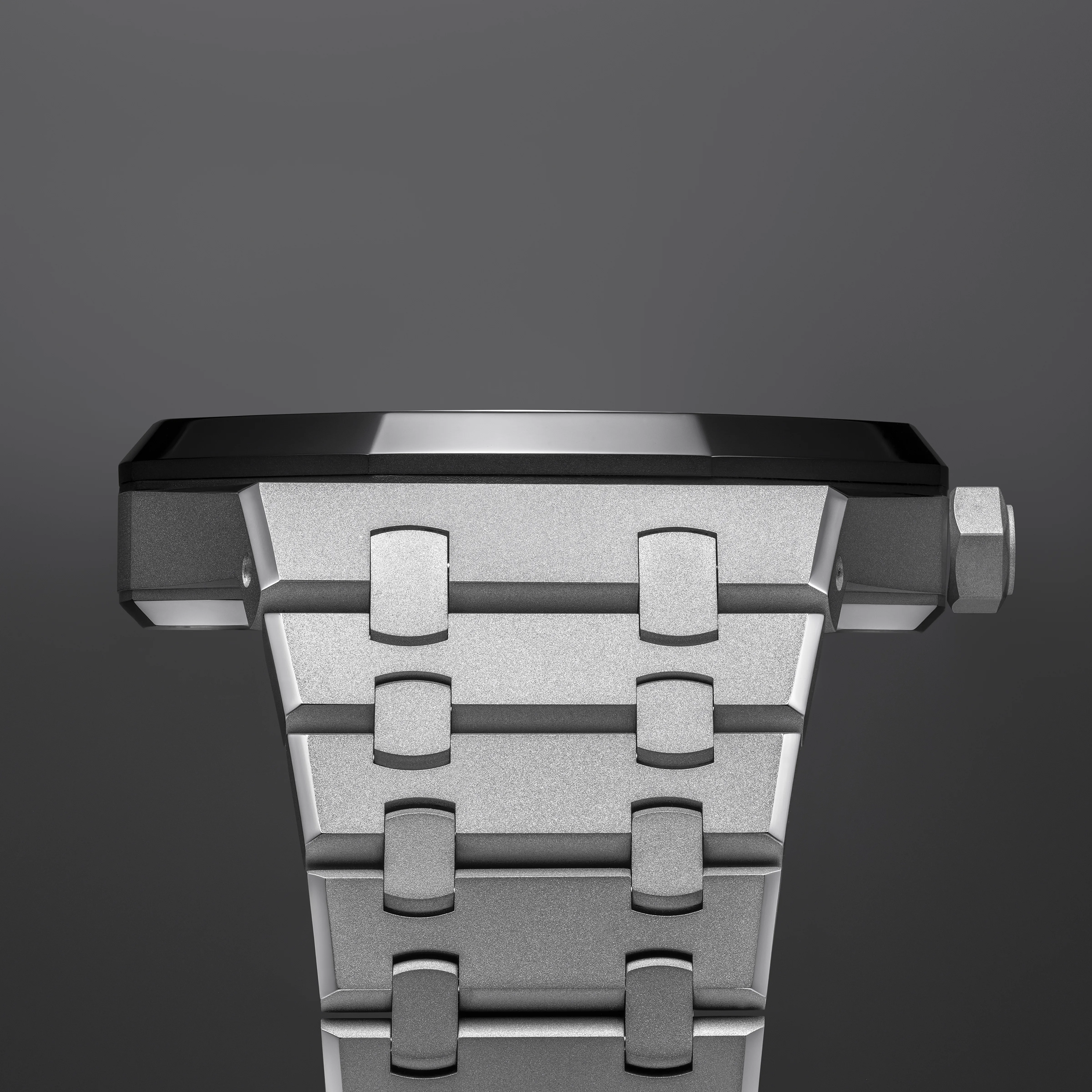 Hand-sandblasted steel bespoke watch with black DLC bezel and matte dial — Alter Geneva, Geneva workshop