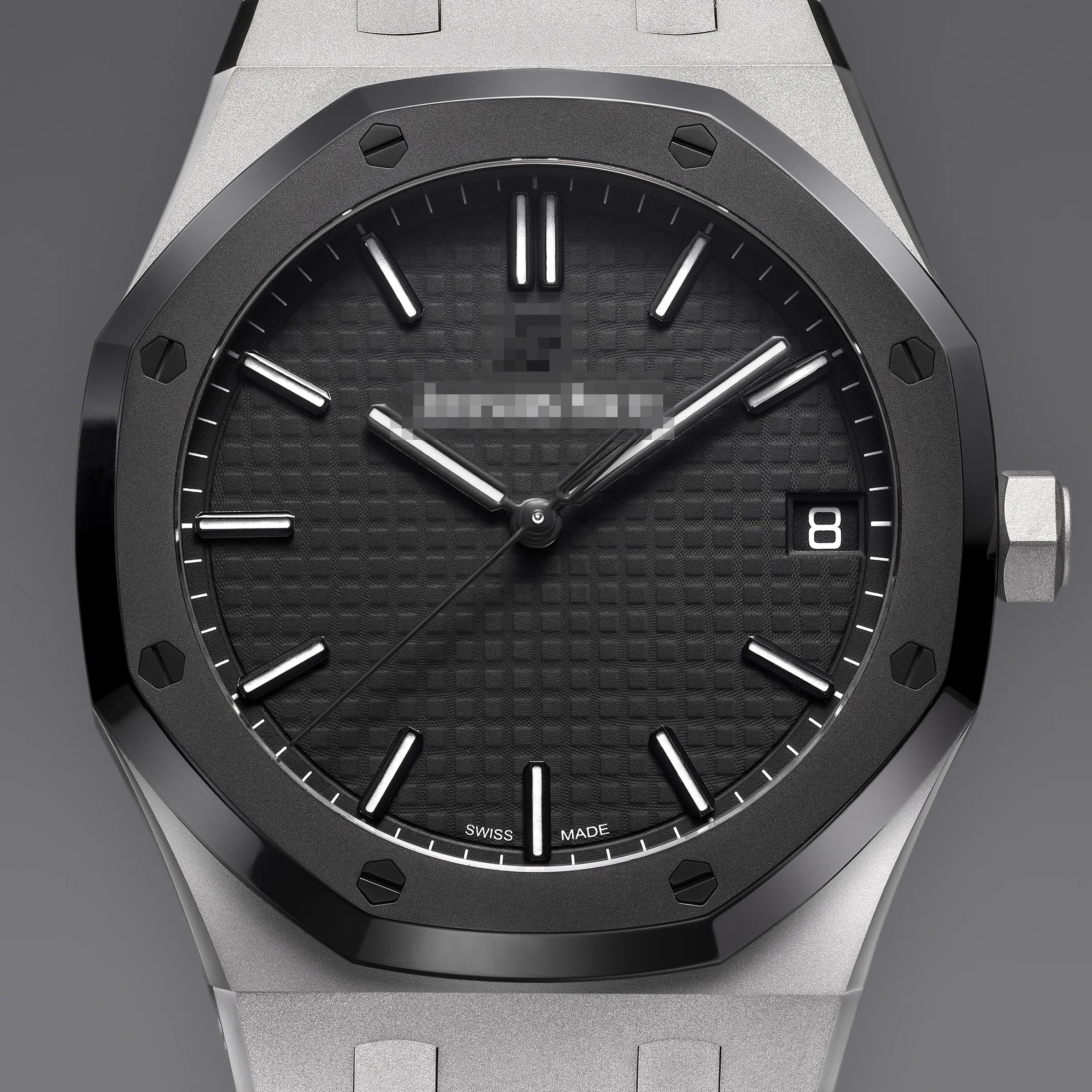 Hand-sandblasted steel bespoke watch with black DLC bezel and matte dial — Alter Geneva