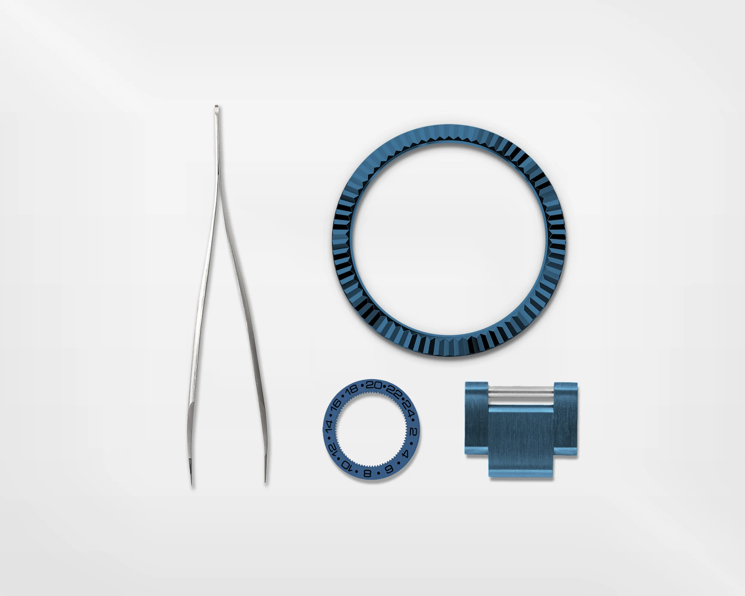 Deep blue DLC bespoke watch with matching case and bracelet — Alter Geneva, Geneva workshop