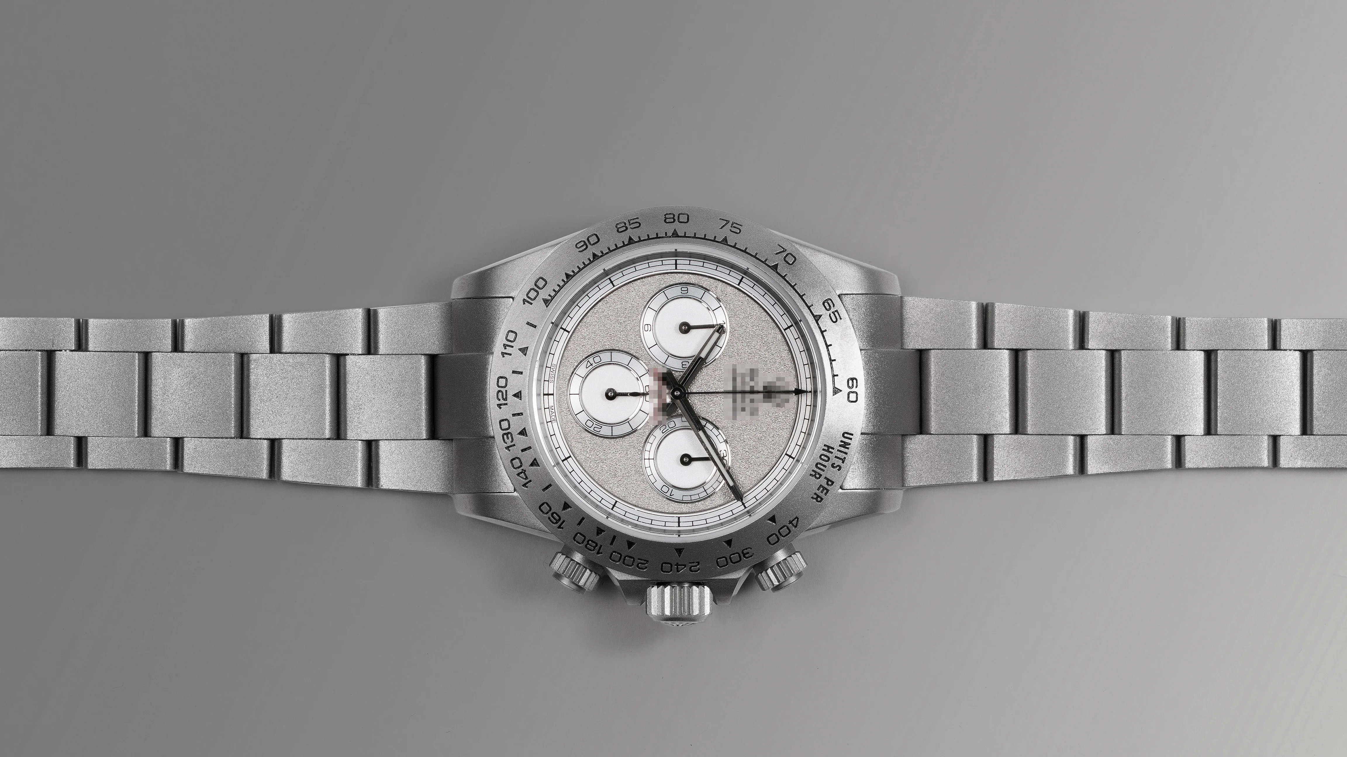 Titanium bespoke chronograph with grained dial and diamond-polished angles — Alter Geneva, one-of-a-kind commission