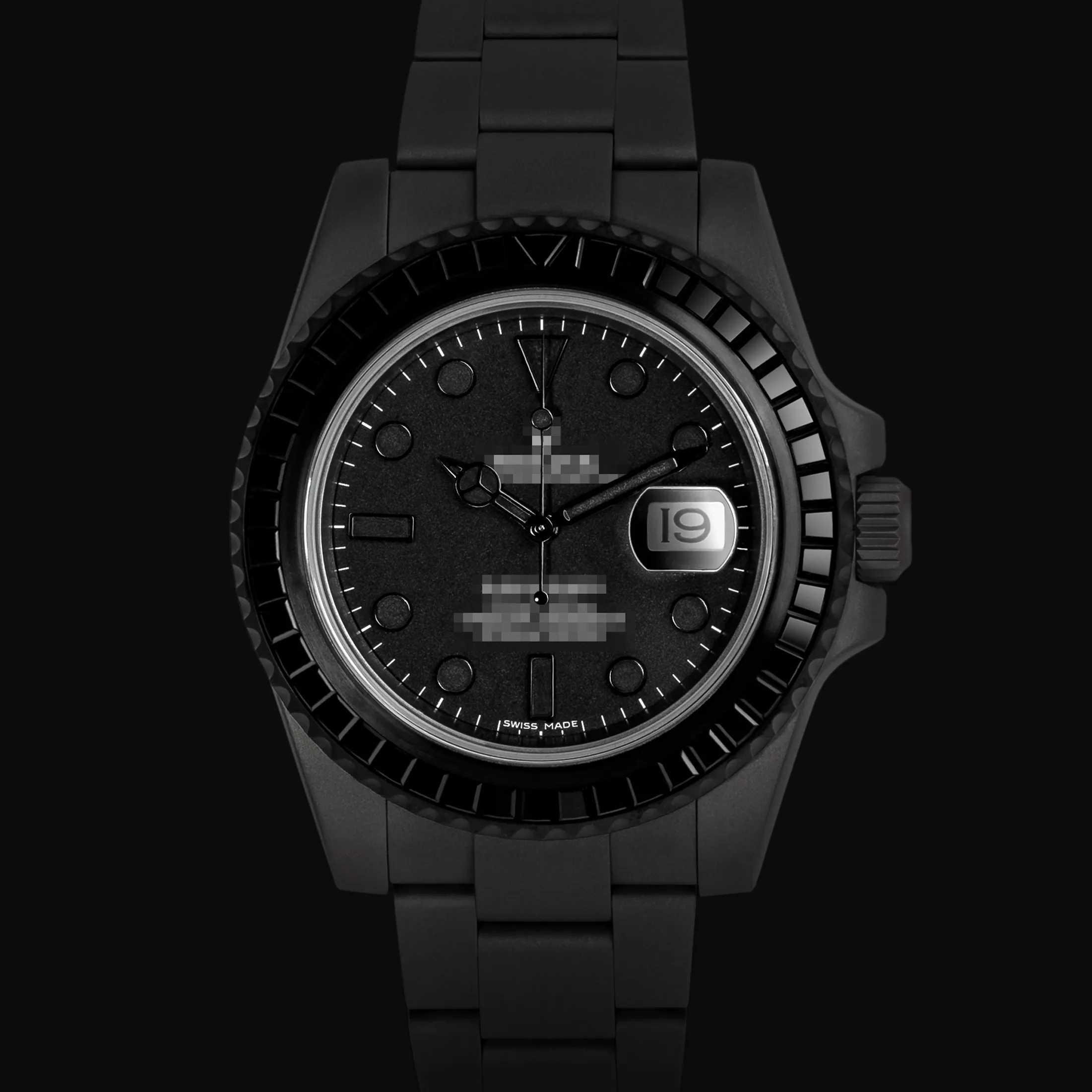 Gray DLC bespoke watch with black diamond-set bezel and grained black dial — Alter Geneva, hand-finished in Switzerland