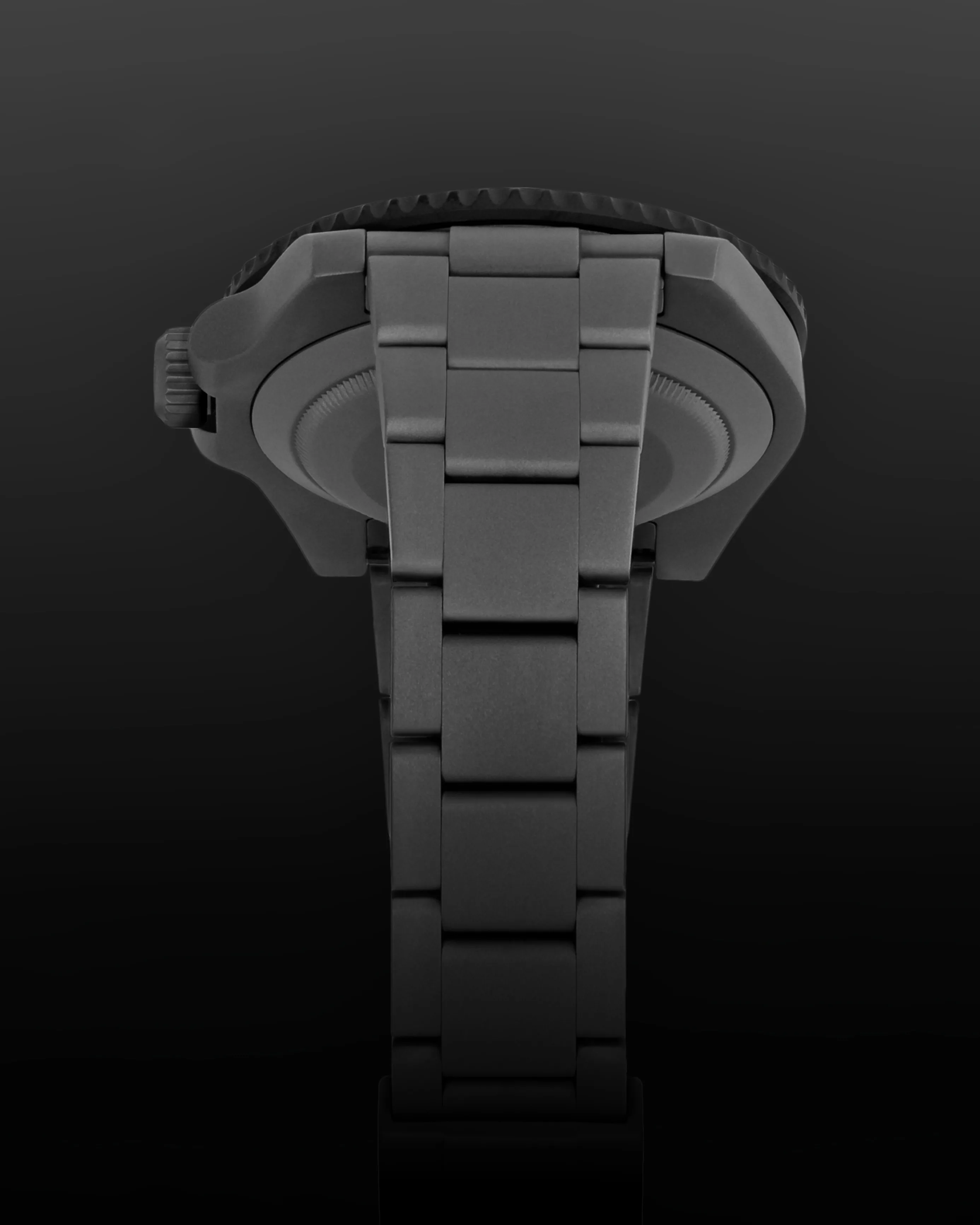 aGray DLC bespoke watch with black diamond-set bezel and grained black dial — Alter Geneva, hand-finished in Switzerland