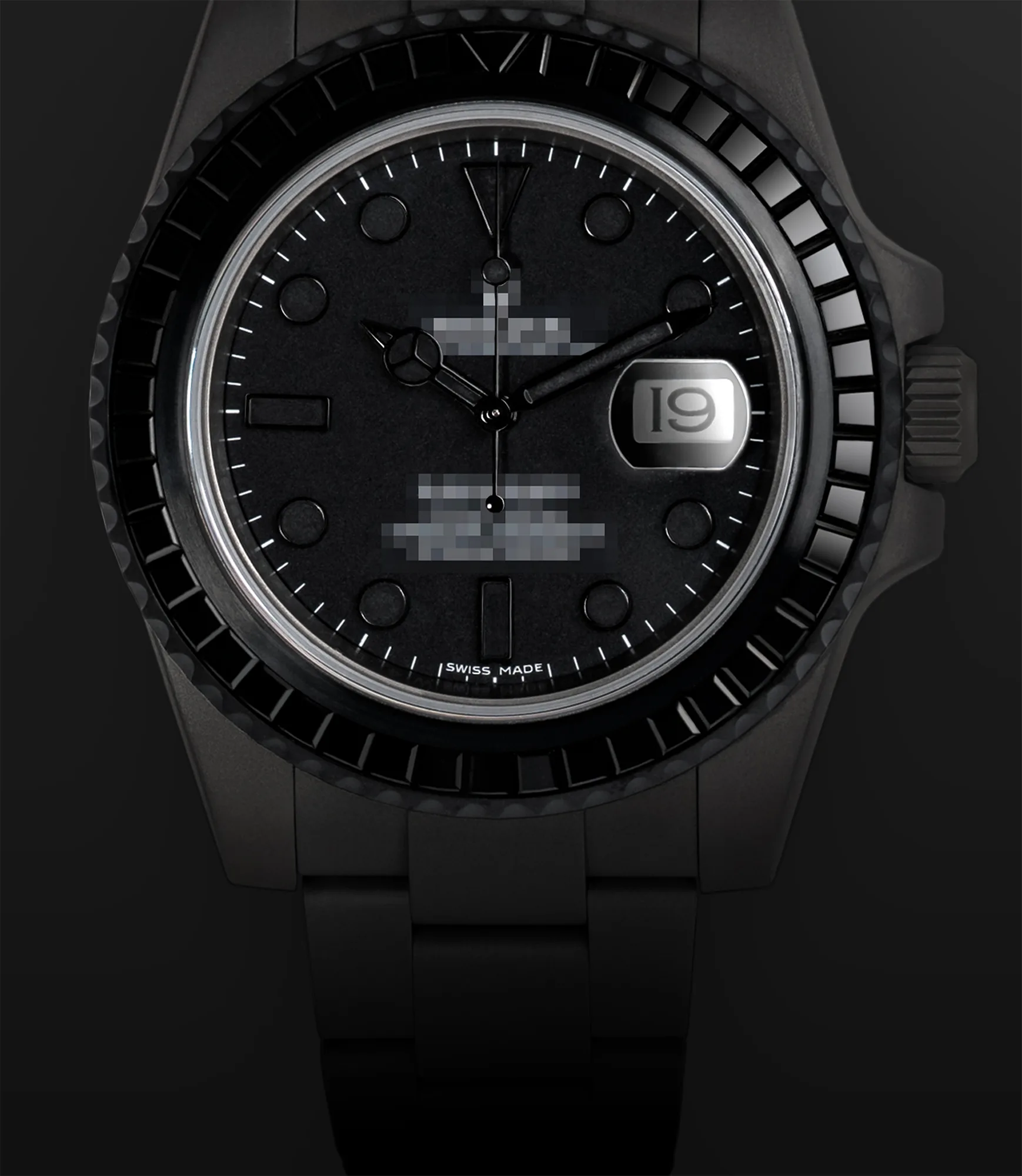 aGray DLC bespoke watch with black diamond-set bezel and grained black dial — Alter Geneva, Swiss atelier