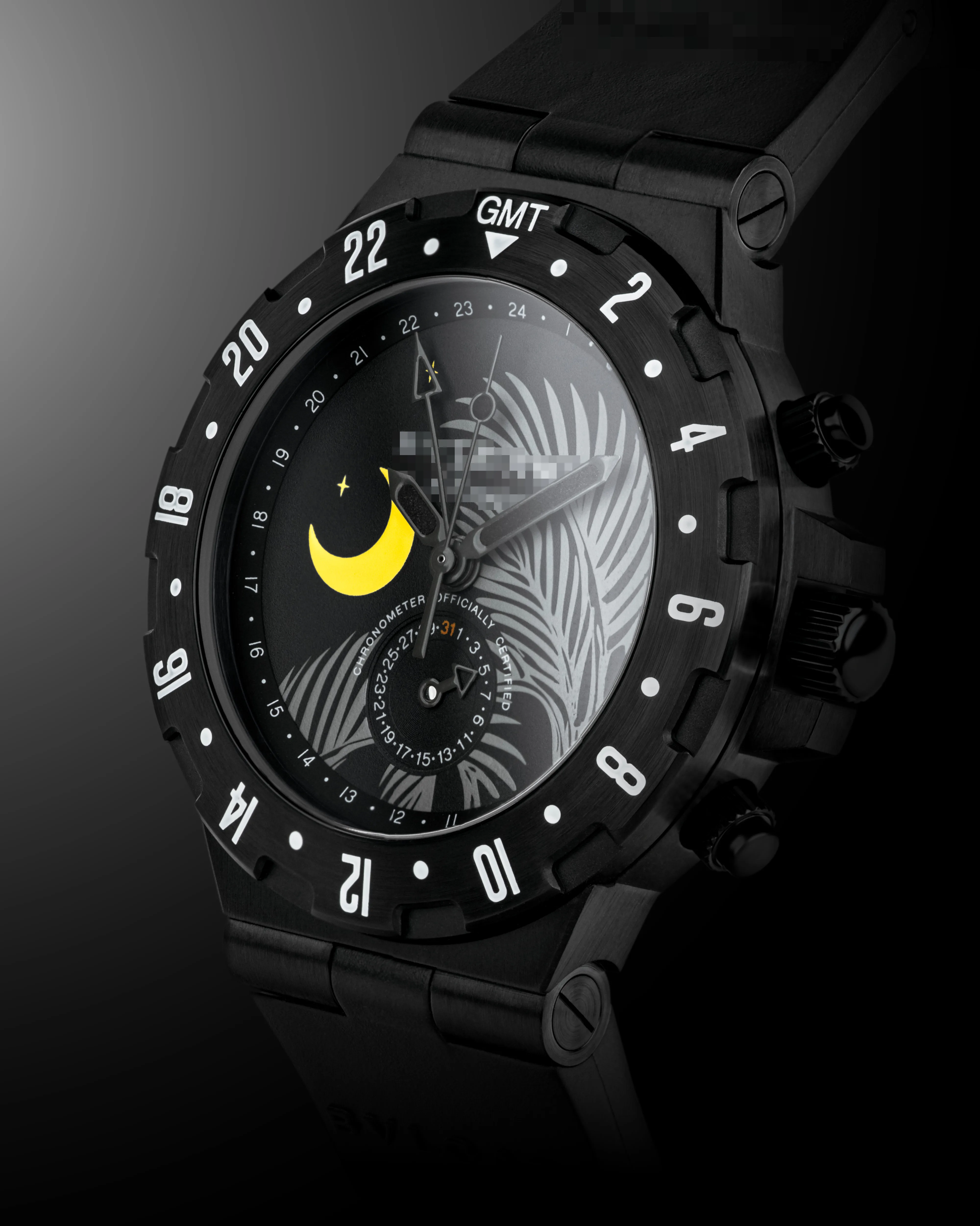Illustrated-dial bespoke sports watch with a deep black case — Alter Geneva, hand-finished in Switzerland