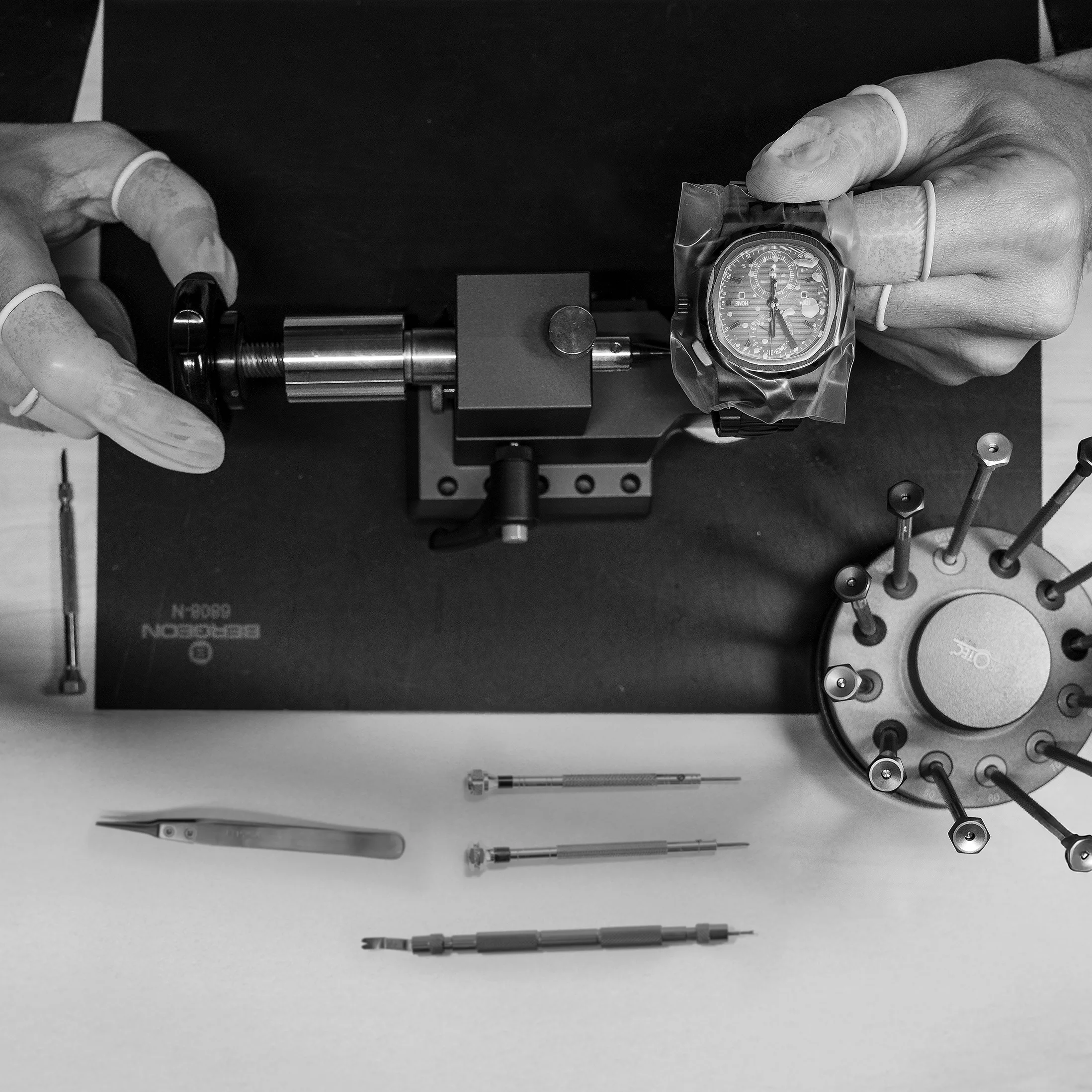 All-black bespoke watch with brushed and polished surfaces — Alter Geneva, one-of-a-kind commission
